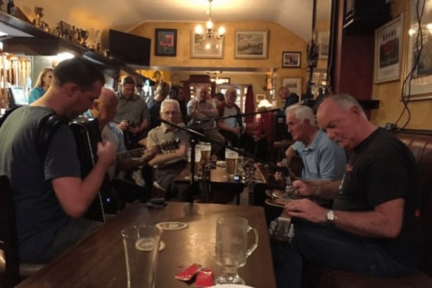 Traditional Irish music at Pat Collins Bar, Adare Village.